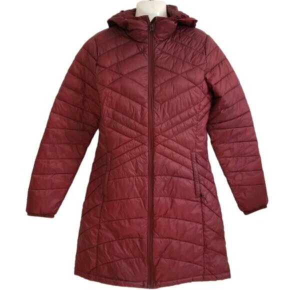 Lole Winter Puff Style Burgundy Coat Jacket Size Medium Hooded - Picture 16 of 16